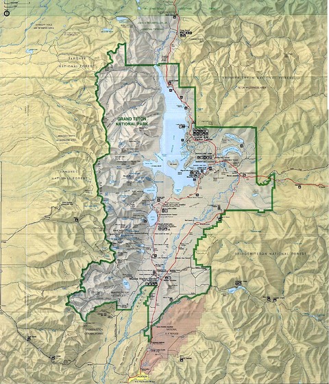 Grand Teton National Park Physical Map