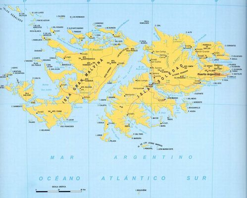 Mapa de las Islas Malvinas