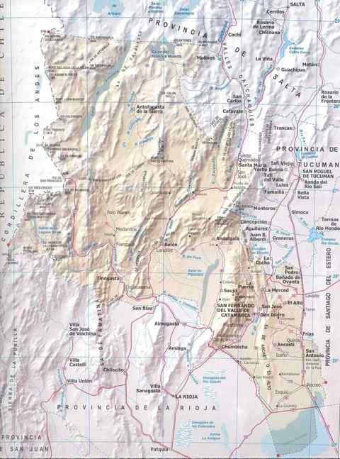 Map of the Province of Catamarca, Argentina