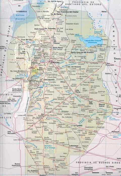 Map of the Province of Córdoba, Argentina