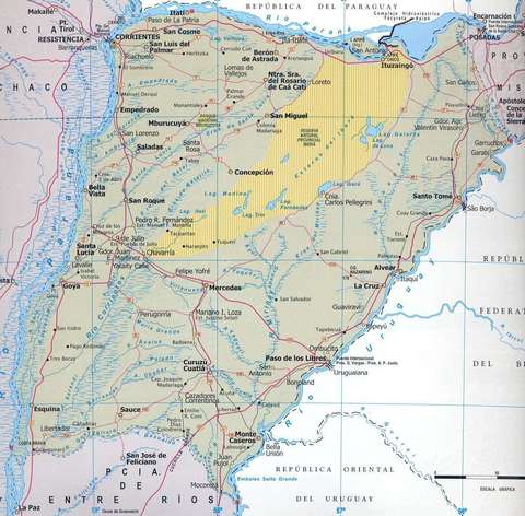Map of the Province of Corrientes, Argentina