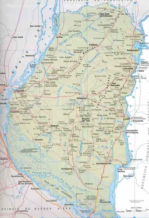 Map of the Province of Entre Ríos, Argentina