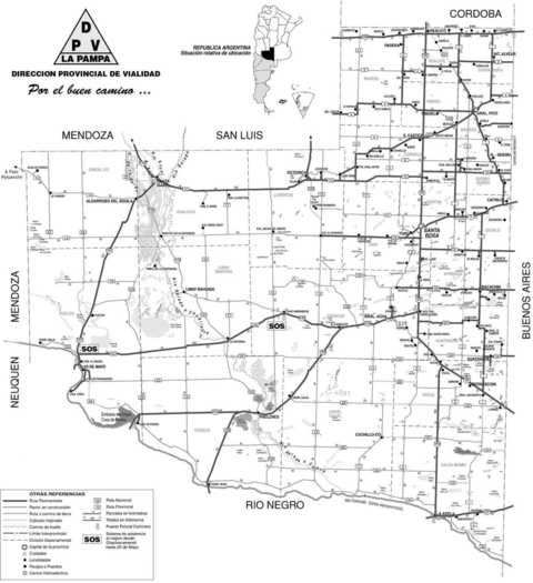 La Pampa Road Map, Argentina