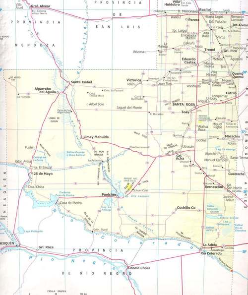 Mapa de la Provincia de La Pampa, Argentina