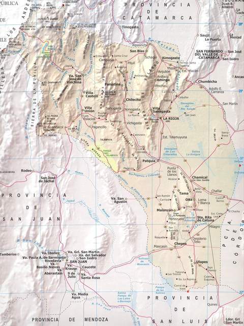Mapa de la Provincia de La Rioja, Argentina