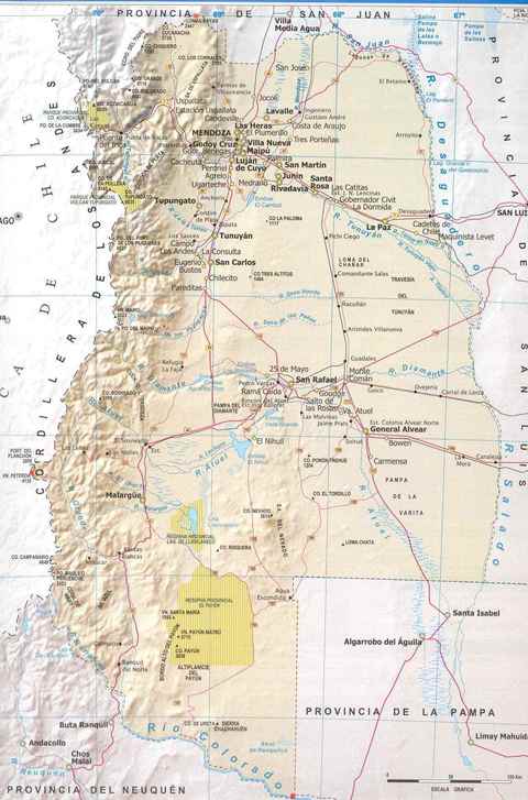 Map of the Province of Mendoza, Argentina