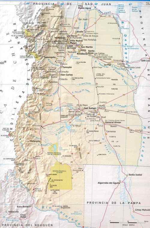 Mapa de la Provincia de Mendoza, Argentina