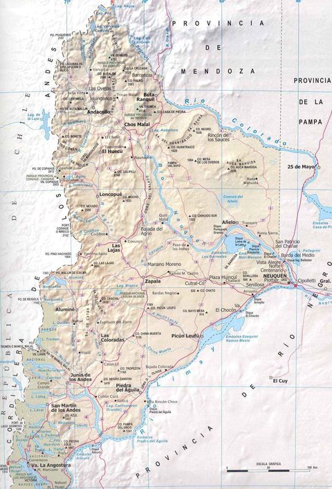 Map of the Province of Neuquén, Argentina