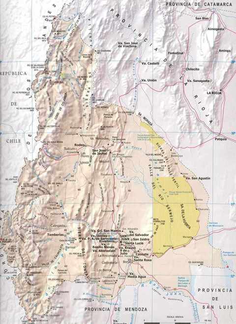 Map of the Province of San Juan, Argentina