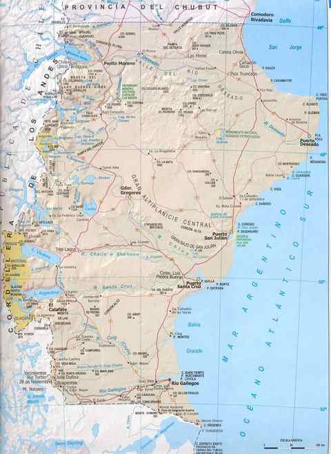 Map of the Province of Santa Cruz, Argentina