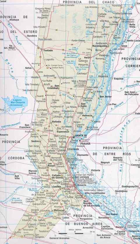 Mapa de la Provincia de Santa Fe, Argentina