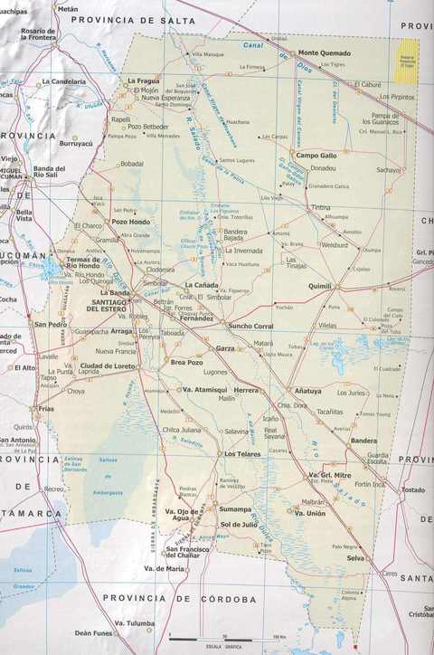 Mapa de la Provincia de Santiago del Estero, Argentina