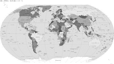 Mapa en Blanco y Negro del Mundo 