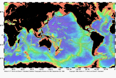 Topografía del fondo marino del Mundo 