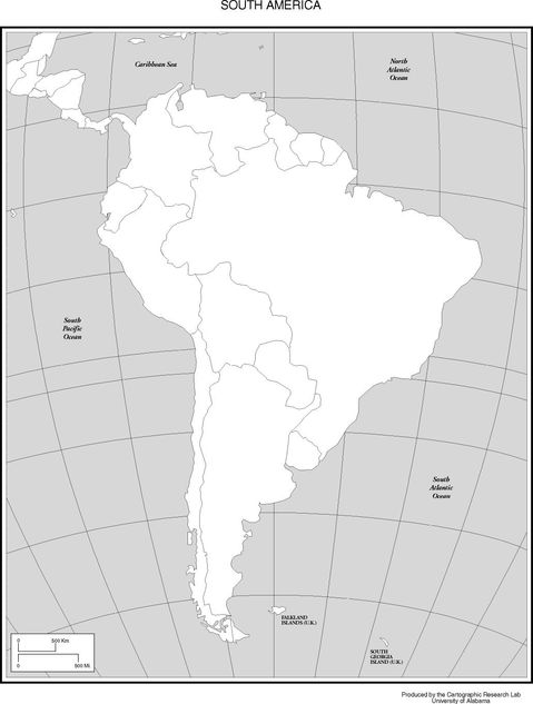 South America Political Outline Map
