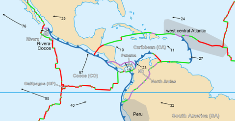 Tectonic plates of Central America and the Caribbean 