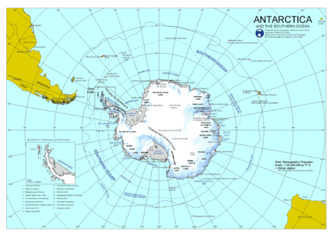Antarctica physical map 