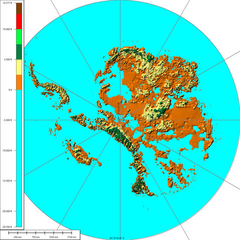 Shaded Relief Map of Antarctica 