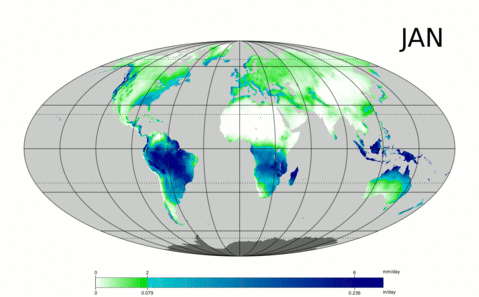 Promedio de precipitaciones mensuales en el Mundo 