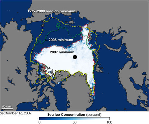 Record sea ice minimum in the Arctic 
