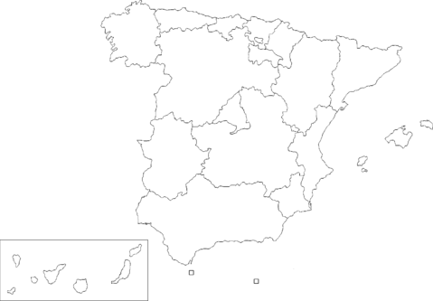 Spain outline map showing its Autonomous Communities
