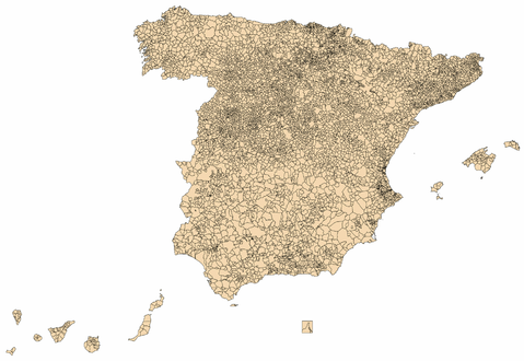 Mapa mudo de los municipios de España 