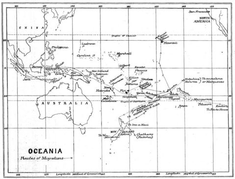 Oceania Polynesian migration routes