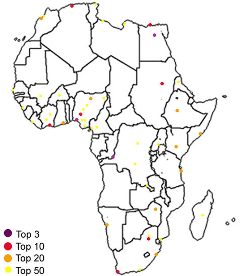 The 50 largest metropolises of Africa 