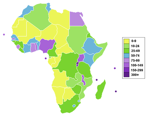 Population density in Africa 