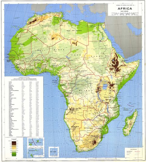 Mapa físico de África 