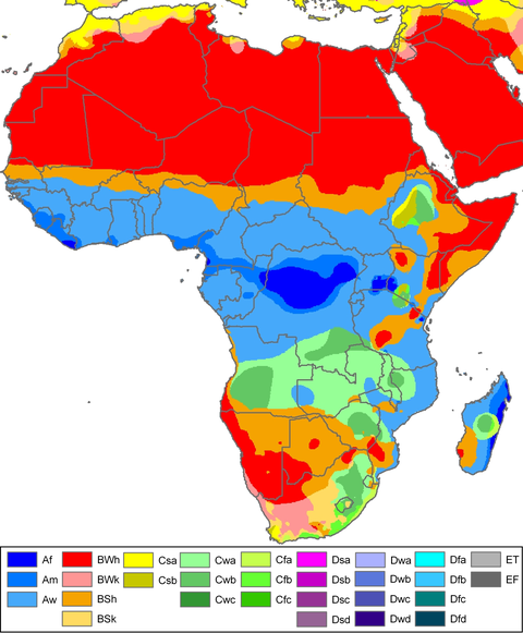 Mapa del clima de Africa 