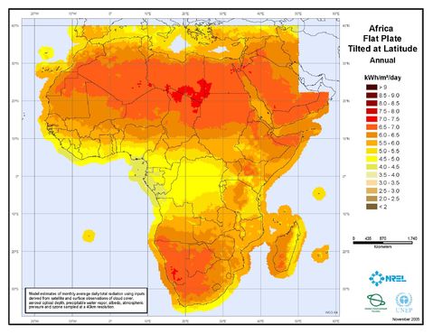 Solar irradiation of Africa 
