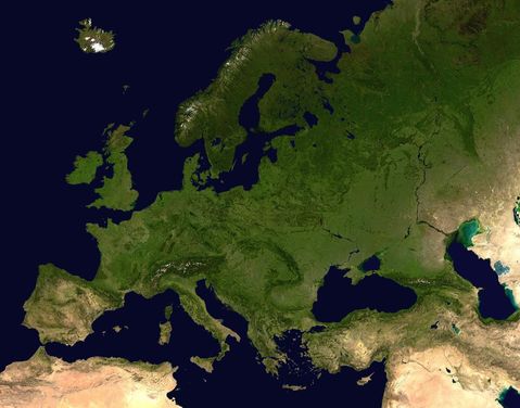 Satellite photograph of Europe 