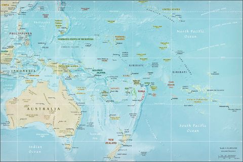 Mapa Físico de Oceanía 