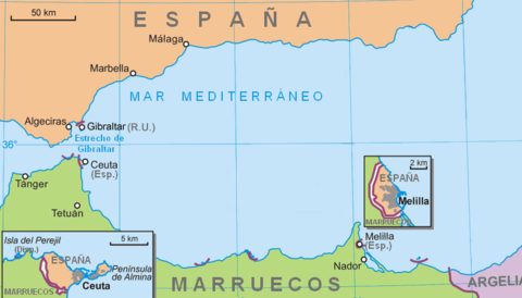 Location of Ceuta and Melilla 