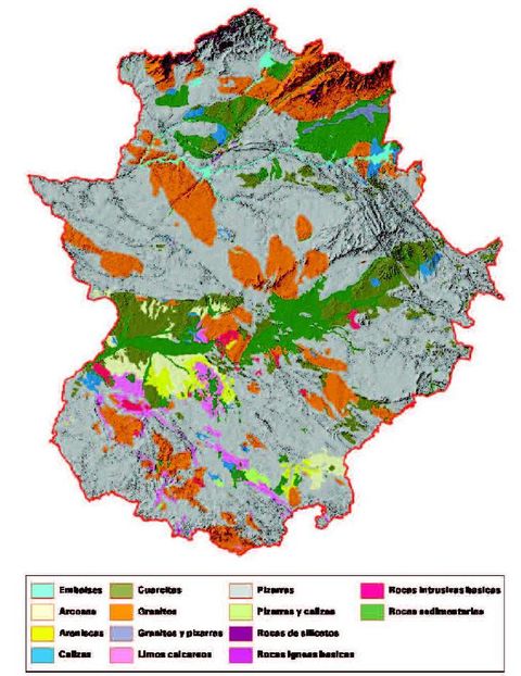 Geological map of Extremadura
