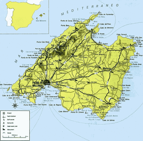Majorca island tourist map