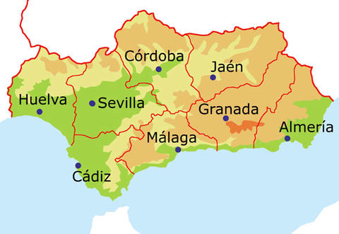 The provinces of Andalusia