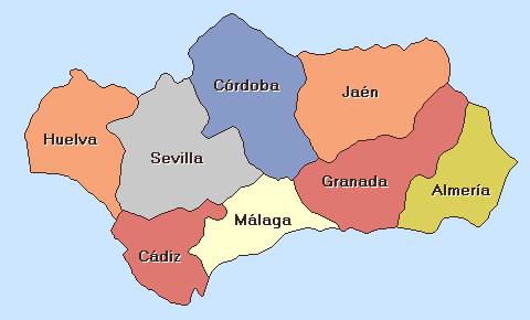 The provinces of Andalusia