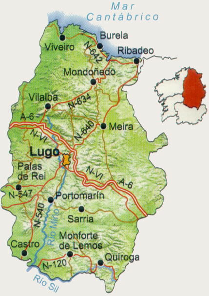 Mapa de carreteras de la Provincia de Lugo