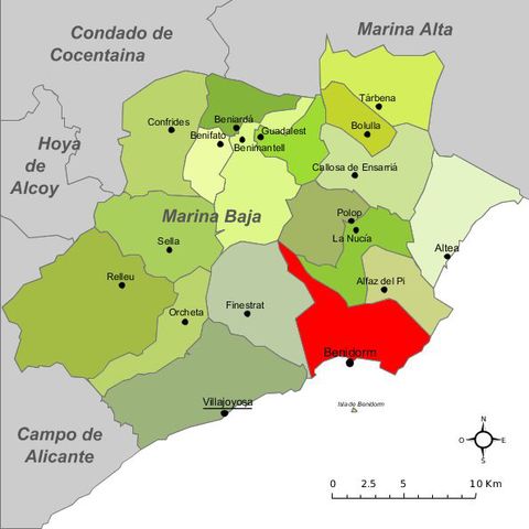 Benidorm in the comarca of the Marina Baixa