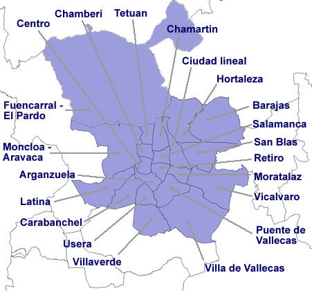 Mapa Madrid capital por distritos