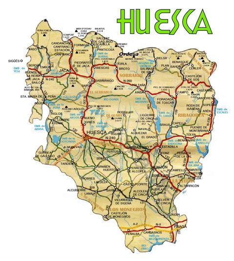 Province of Huesca road map
