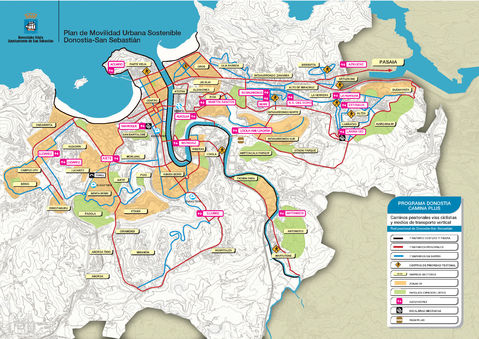 Pedestrian and bike routes and paths in Donostia-San Sebastián