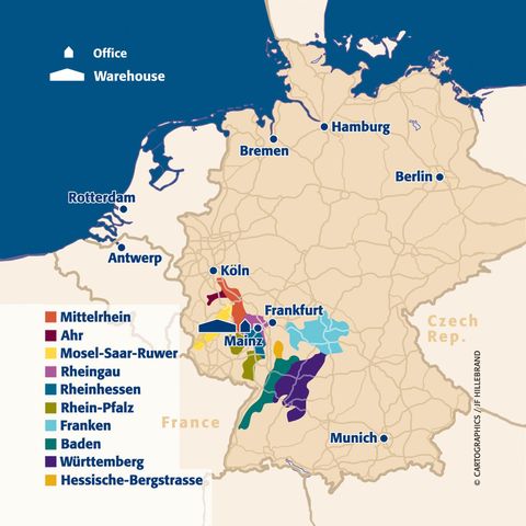 Main wine areas of Germany