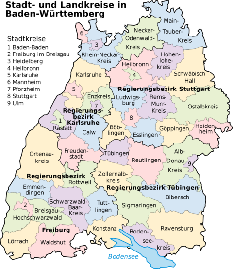Map of Baden-Württemberg 2008