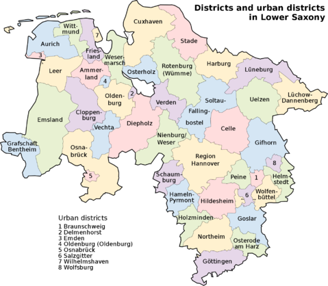 Map of Lower Saxony 2008