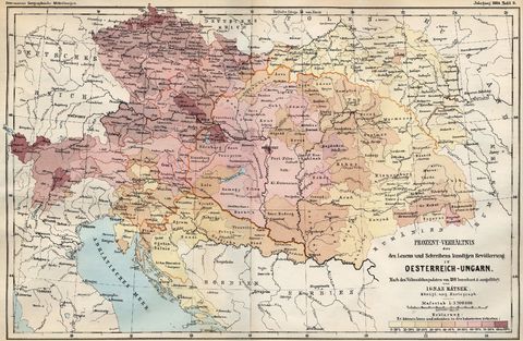 Literacy rate in Austria-Hungary 1880