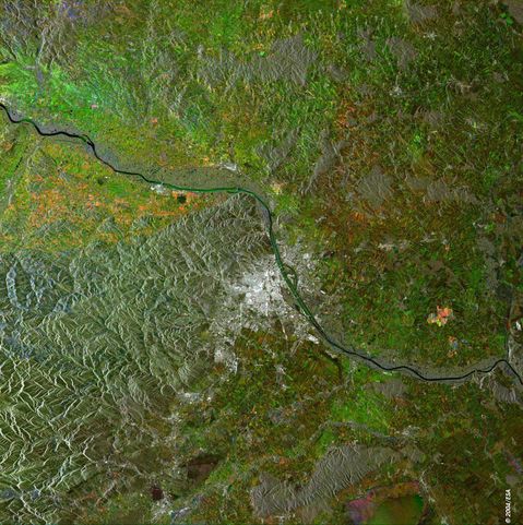 Satellite view of the area of Vienna 