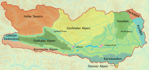 Mountain ranges in Carinthia 